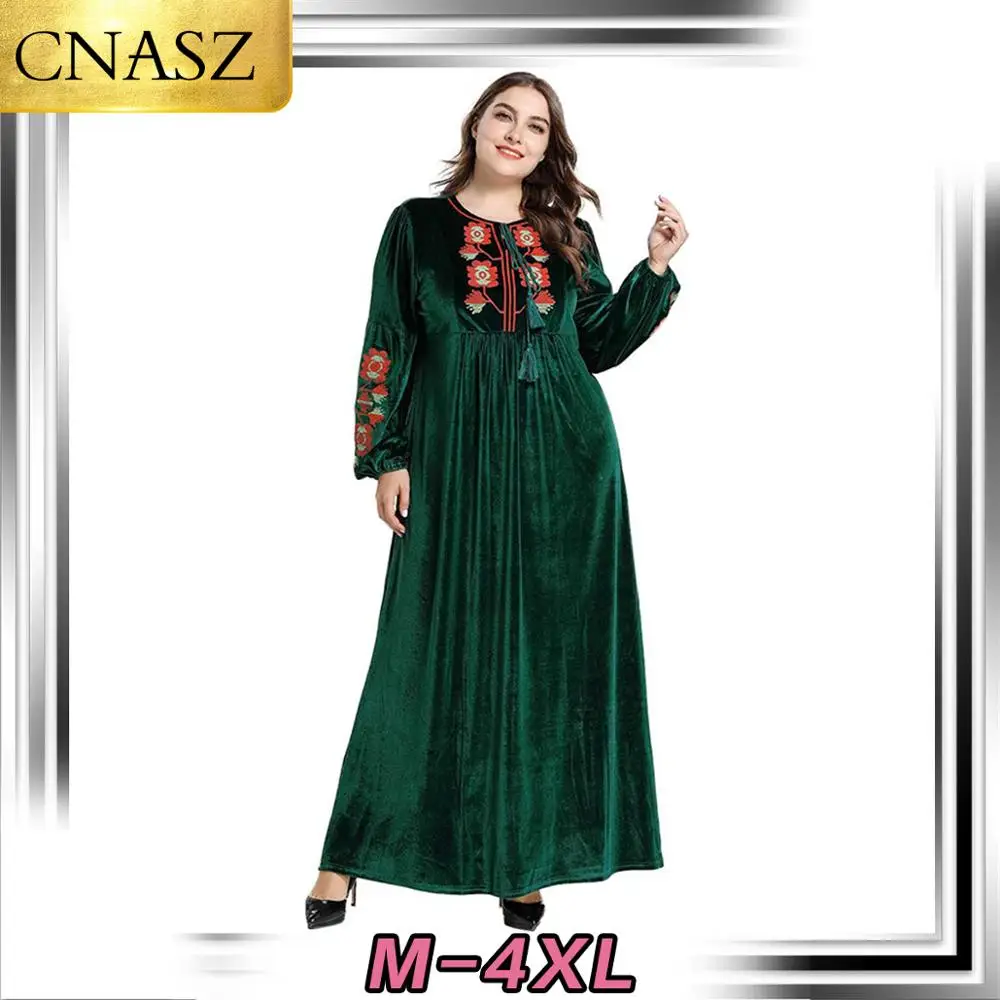 

Latest Muslim Dress Dubai Style Islamic Turkey Plus Size Women's Middle East Embroidered Skirt Morocan Kimono Pakistan Fashion