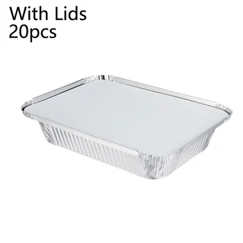 

20Pcs/set Aluminum Foil Boxes Dishes Catering Containers Tray Bake Casserole Cake Tins BBQ Kitchen Supplies