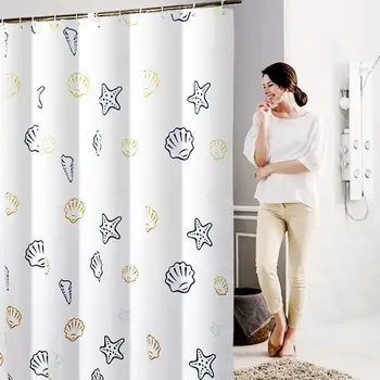 

30Cute Starfish Waterproof Bath Curtain Cartoon Printed Bathroom Shower Curtain Set with 12 Hooks Waterproof Bathroom Curtains