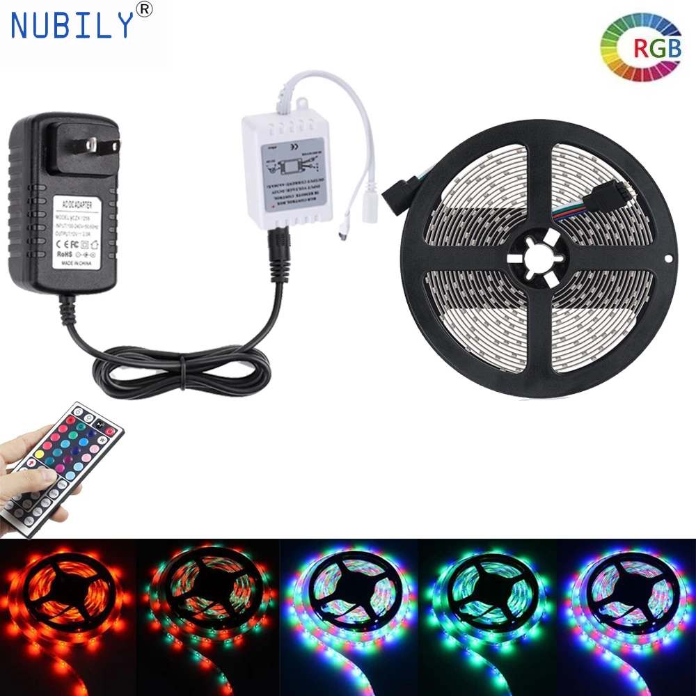 Светодиодная лента RGB 5 м 10 водонепроницаемая гибкая Диодная 2835 праздничный