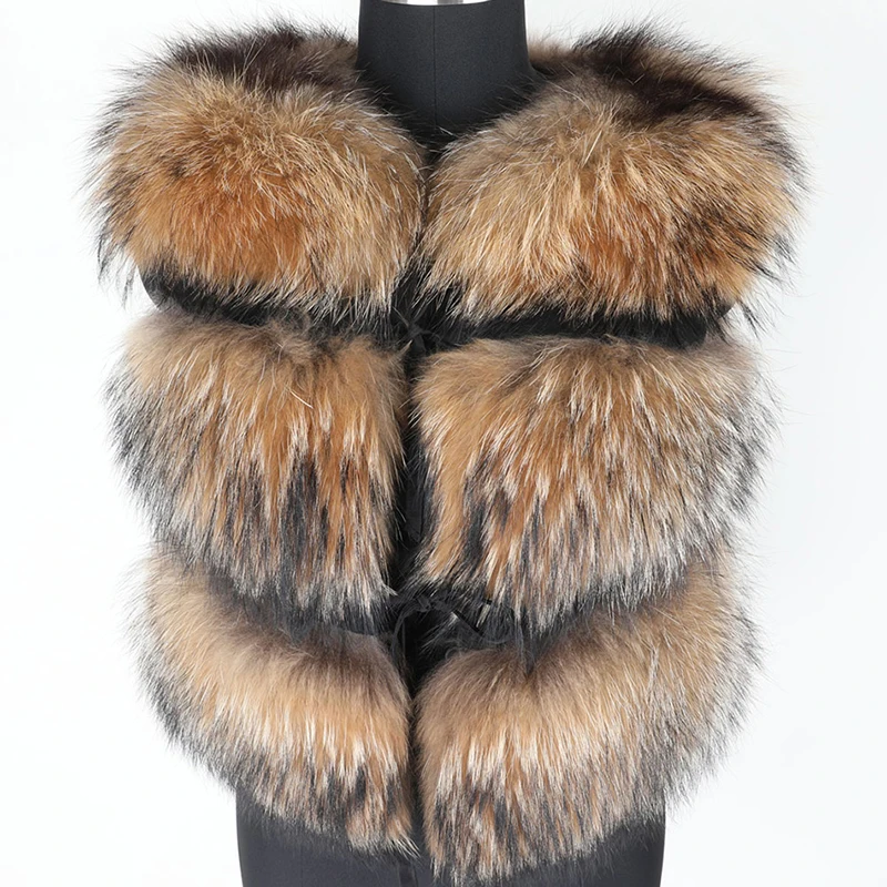 

2021 Short Vest Women Vest 7XL in Winter 100% Natural Raccoon Furs Real Fur Hot Sale Model Fashion