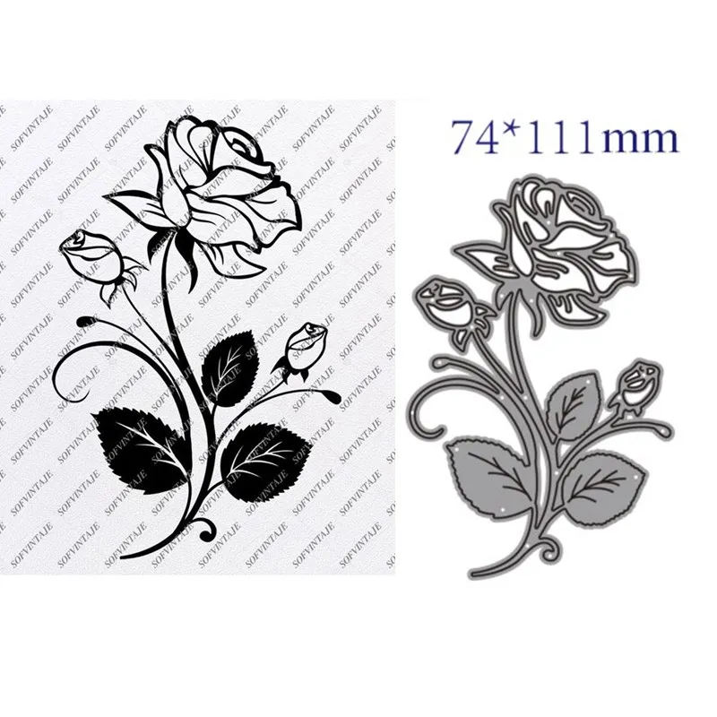 Troqueles de corte de metal, plantilla decoración floral de rosas, álbum de recortes, molde artesanal para corte de papel, plantillas para perforar con cuchillas
