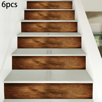

6/13Pcs 18 * 100cm Removable Wood Pattern Stairs Steps Stickers PVC Home Decoration For Room Stairways
