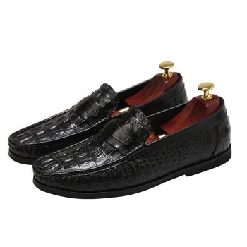 

Man Shoes Leather Genuine Peas Shoes Summer New Crocodile Pattern Casual Breathable Suede Soft Leather High-end Shoes