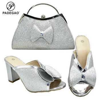 

Latest Design Italian Shoes with Matching Bags Set Decorated with Rhinestone Plus Size Shoes Women Heel Slip on Shoes for WomeN