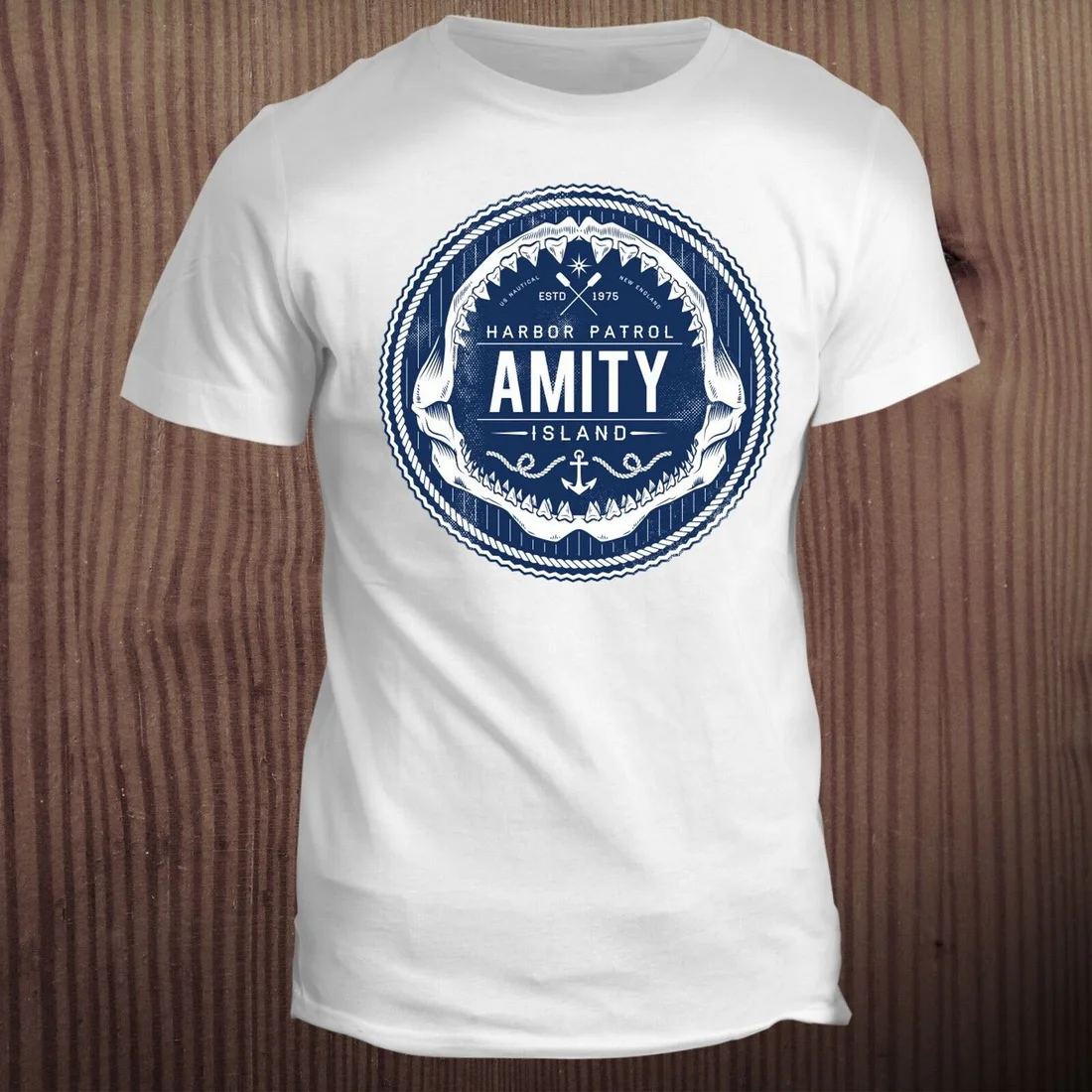 Amity Айленд челюсти Вдохновленный фильм голливудская Акула Топы Футболка
