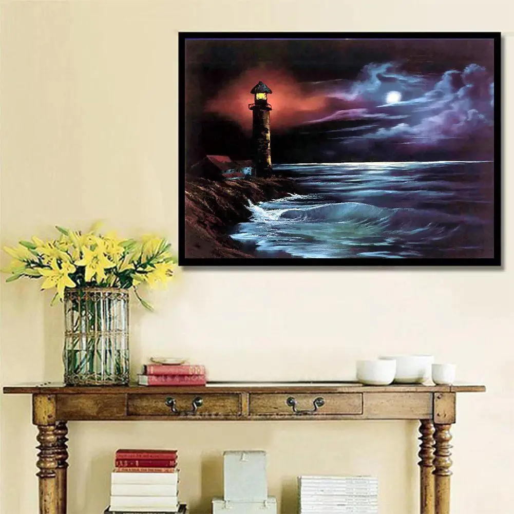 

30x40cm Sea Beacon Cross Stitch Craft DIY Mosaic Full Round Diamond Painting wedding decoration Unfinished Need Handmade