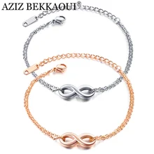 AZIZ BEKKAOUI 1 шт. бесконечные браслеты любви женские браслеты из нержавеющей стали браслеты с гравировкой розовое золото/золото персонализированный браслет