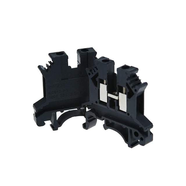 10Pcs Din Rail Terminal Block UK-2.5B Wire Electrical Conductor Universal Connector Screw Connection Terminal Strip Block UK2.5 Black