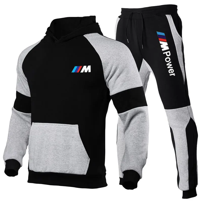 BMW-ropa deportiva para hombre, Sudadera con capucha + Pantalones estándar, informal, 2 piezas, S-3XL, 2021