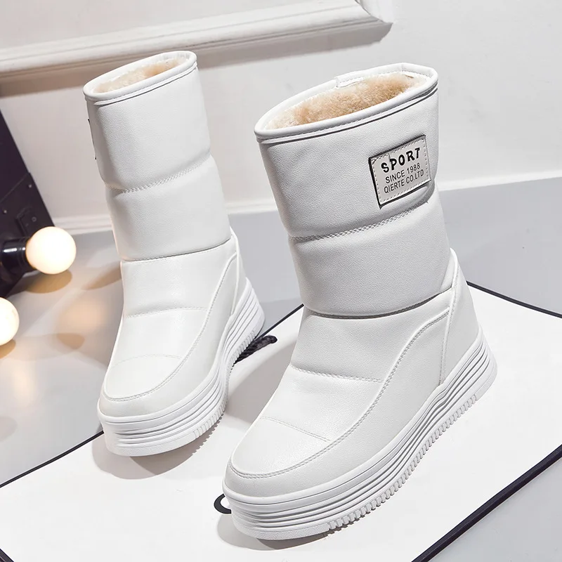 Boots Women Womens Snow Boots Winter Shoes for Women Shoe Winter Wedge Boots Female High Top Platform Ankle Boots White Black