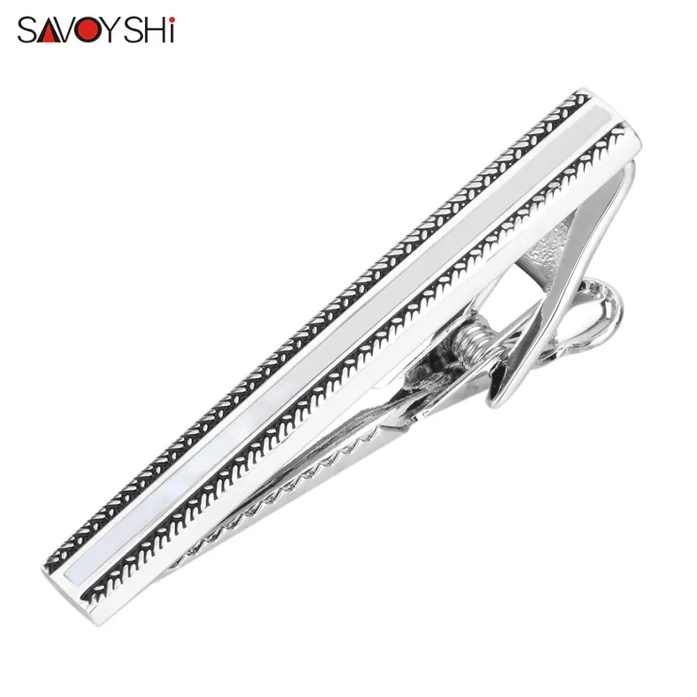 

SAVOYSHI Luxury Shell Tie Clips for Men Shirt Necktie Accessories High-end Pattern Tie bar Clamp Tie Pins Jewelry Wedding Gifts