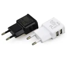 Универсальное зарядное устройство для мобильного телефона с двумя USB разъемами европейского стандарта, 5 В, 2 А, зарядное устройство для путешествий, зарядное устройство для iPhone, Android