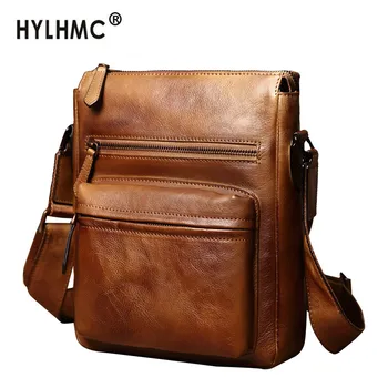 

Cowhide Shoulder Bag Men's Bag Leather Briefcase Men Small Bag Vertical Section Messenger Bag Casual Japanese Bag 2020 Tide Soft