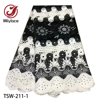 

2019 Nigerian Guipure Lace High Quality African Velvet Lace Fabric France Embroidery Cord Lace for Party Wedding Dress TSW-211