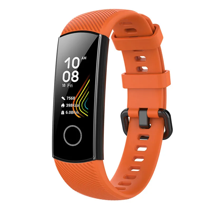 Силиконовый ремешок для huawei honor band 5, умный Браслет, ремешок на запястье для honor band 4, резиновый браслет, умные Сменные аксессуары - Цвет: Orange strap