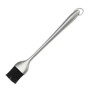 

Heavy-Duty BBQ Basting Brush Silicone Bristles with 12 Inch Stainless Steel Handle Make Grilling Easy