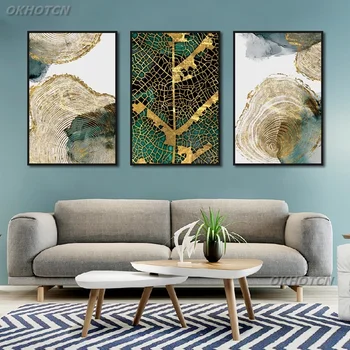 

Nordic Modern Abstract Golden Hollow Leaf Canvas Painting Tree Texture Poster And Print Wall Art Picture Living Room Home Decor