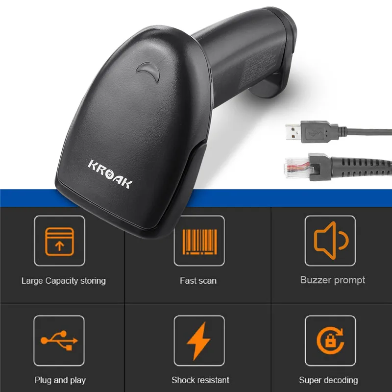Считыватель штрих-кодов беспроводной портативный USB 1D красный светильник лазерный высокопроизводительный чип портативный считыватель штрих-кодов Сканер
