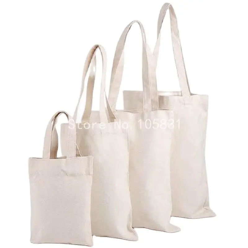 

50pcs Blank white Cotton canvas bag custom logo printed travel tote bags 35*40cm