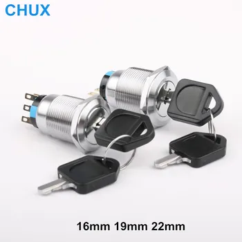 

Push button Switch With Key 16mm 19mm 22mm 2 Position 3 Position 1NO 1NC 2NO 2NC motorcycle Latching Waterproof key Lock Switch