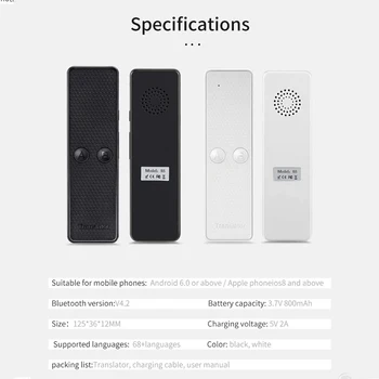 

New K6 Portable Translator ligent Real-Time Instant Voice Translator for Business Meetings Learning Travel