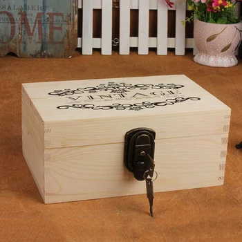 

Hot Wooden Keepsake Box Decorative Wooden Crafts Box with Lock and Key for Jewelry Gift Storage K888