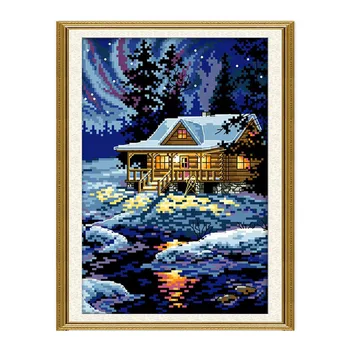 

The Night of The Arctic Printed Cross Stitch Kits Counted Embroidery Sets 14CT 11CT White Fabric for Needlework Home Decorations