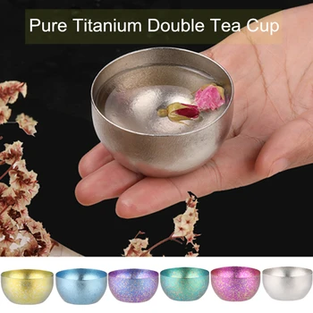

Titanium Tea Cup Ultralight Mini Camping Picnic Pocket Whiskey Wine Tea Cup Mug Outdoor Camping Titanium Wine Glass
