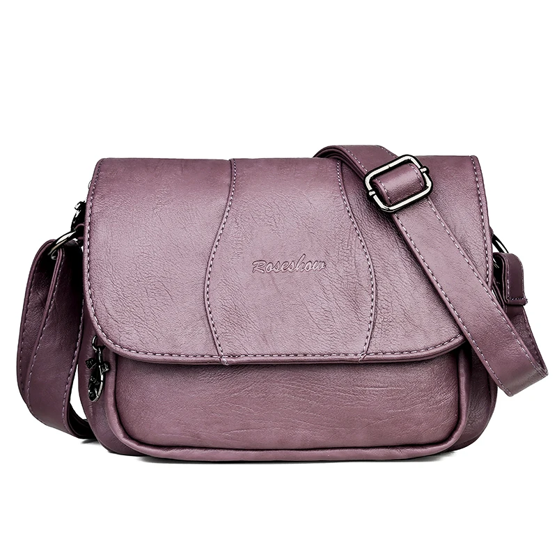 Brand Designer Ladies Messenger Bag Messenger Bag Soft PU Leather Shoulder Bag High Quality Fashion Ladies Bag Handbag - Color: pink