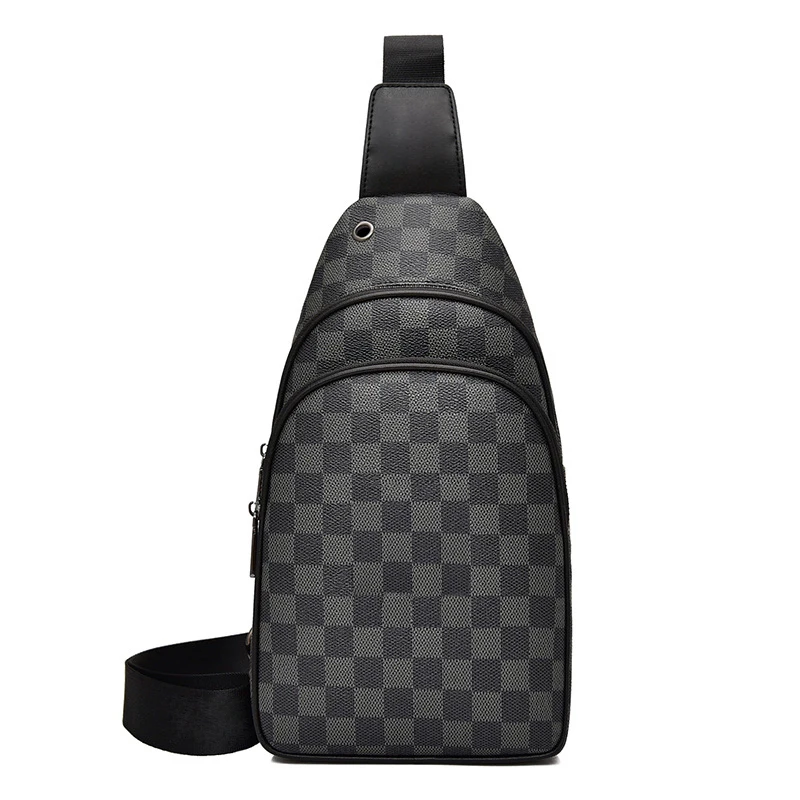 

HORIZONPLUS Europe and America fashion plaid check grid pattern shoulder bag Casual Chest bag Cell Phone IPAD bag for men