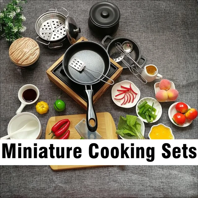 Real Mini Kitchen Cooking Set for Miniature Food Cooking