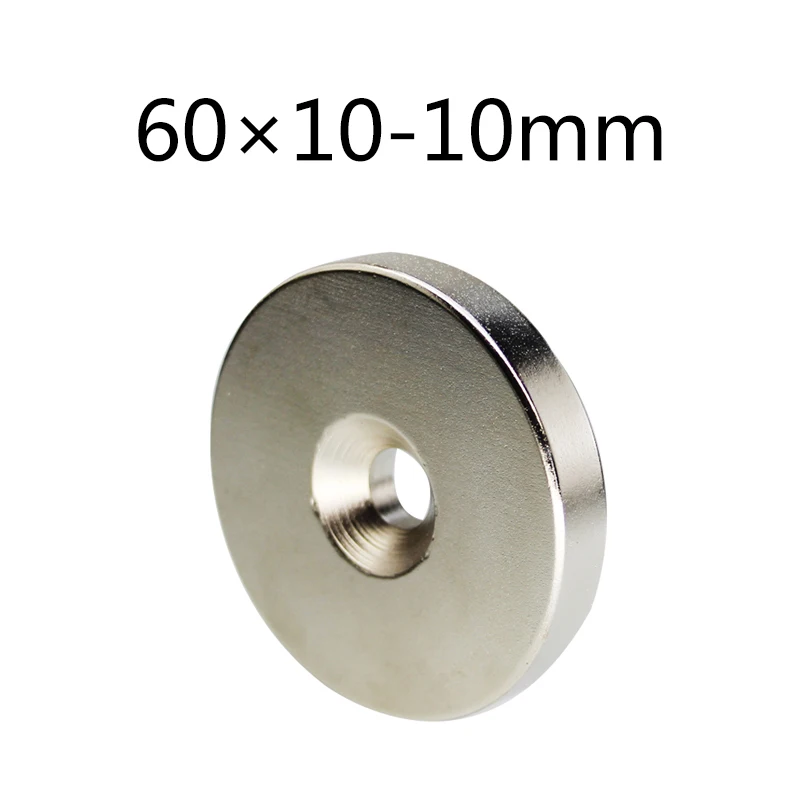 

1/3/10 PCS 60*10-10MM Magnet Dia. 60x10 mm with M10 Screw Countersunk Hole 10 mm Neodymium Rare Earth Permanent