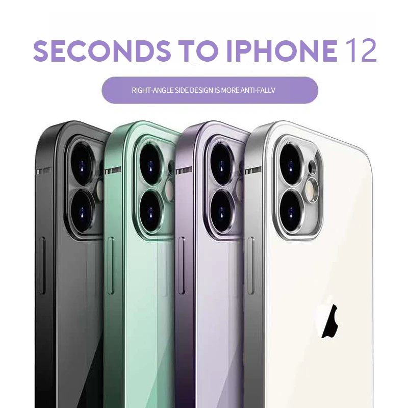 Luxury Classic Square Frame Plating Phone Case For iPhone 12 Mini 11 Pro Max XR XS X 7 8 6S 6 Plus SE 2020 Soft TPU Clear Cover