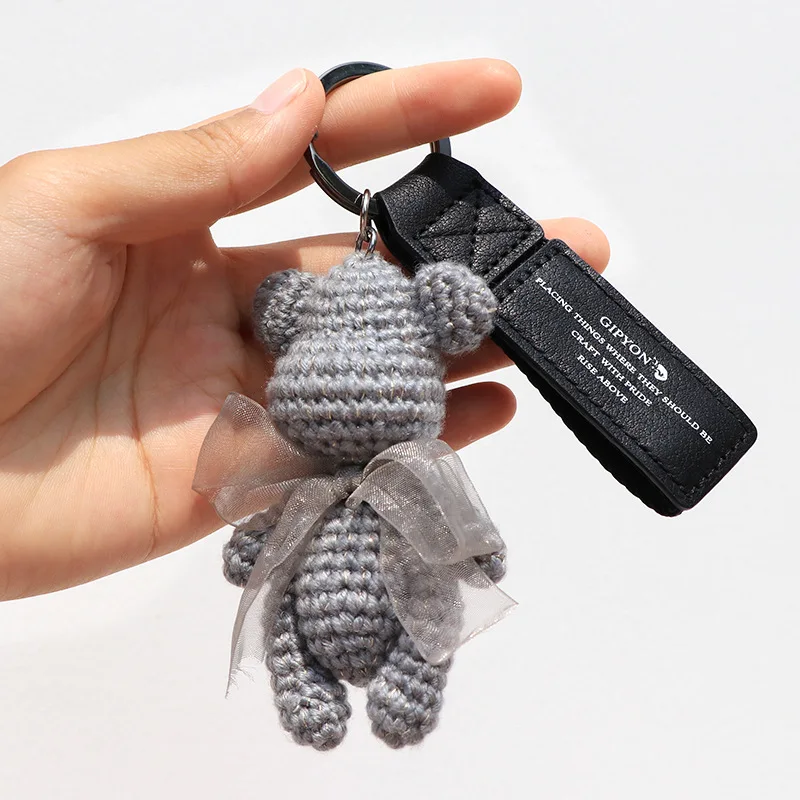 New Arrival Leather Tassel Bow-knot Bomgom Bears Keychains All hand-woven Gloomy Bear Key Ring Car Chains Bag Pendant 2020 | Украшения и