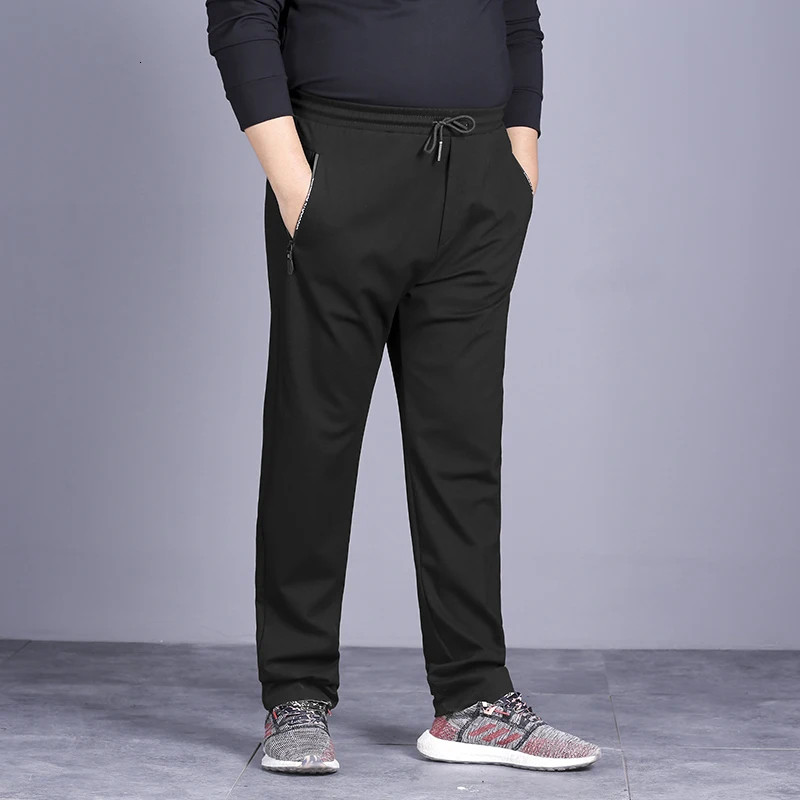 8XL 7XL весенне-осенние Брендовые мужские спортивные штаны для бега, спортивные штаны, высококачественная одежда для бодибилдинга - Цвет: Black