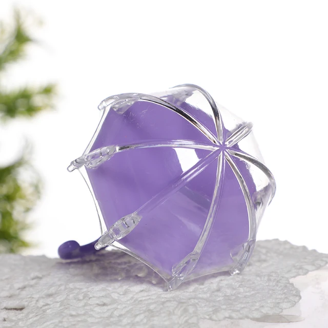 12pcs Mini Umbrella Shape Candy Box Plastic Clear Gifts Boxes Birthday Party Favors Wedding Engagement Children's Day Decoration A