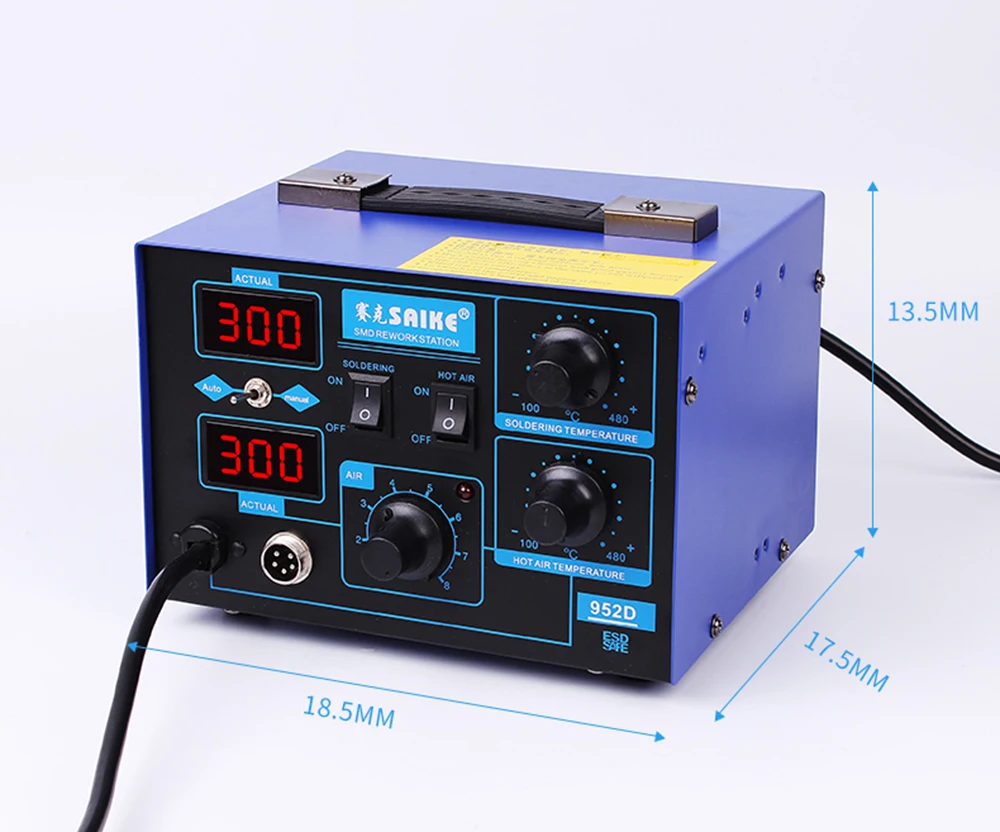 Паяльная станция Saike 952D 2 в 1 паяльная SMD с горячим воздухом AC 110 В/220 В 760 Вт высокого