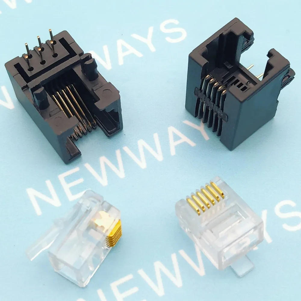 20 шт./лот Rj12 Женская телефонная розетка 95001-6P6C 90 градусов 6-ядерный черный цвет и