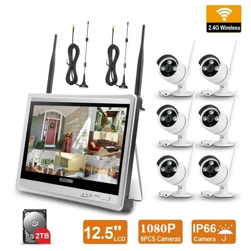 H.265 Беспроводная система видеонаблюдения 1080P безопасности CCTV Wifi NVR комплект с 12 5