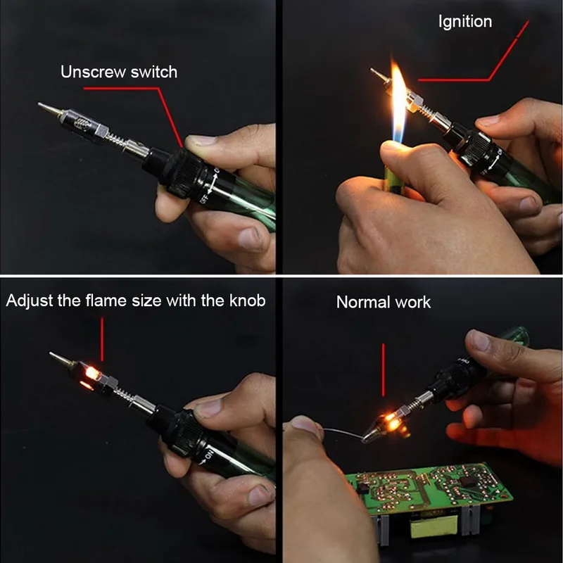 MT-100 Welding Pen Burner Blow Torch 1300 Degree Gas Soldering Solder Iron Cordless Butane Tip Tool 19x8x3cm