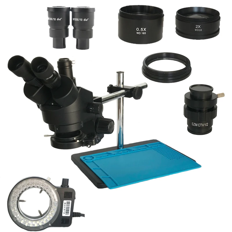 

Black 3.5X-180X industrial Trinocular stereo microscope single arm support stand for cell phone jewelry Electronics PCB repair