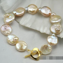 DYY 913++ " 17 мм БАРОККО РОЗОВЫЙ пресноводный жемчуг браслет