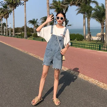 

Rompers Women Ulzzang Streetwear High Quality Denim Female Summer 2020 New Trendy Korean Style Loose All-match Womens Trousers