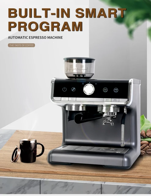 ディズニーコレクション エスプレッソマシンbae01 グラインダー付き電気コーヒーメーカー 15バールポンプ 圧力 スチームミルク泡立て器 