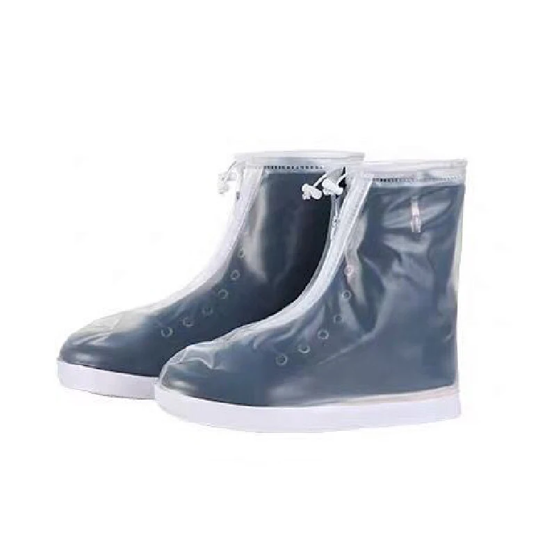 1pair Waterproof Protector Shoes Boot Cover Unisex Zipper Rain Shoe Covers High-Top Anti-Slip Rain Shoes Cases - Цвет: Clear