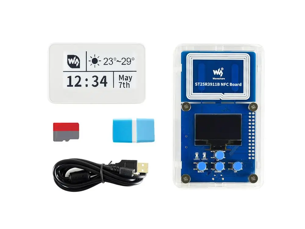 kit-eval-de-213-polegadas-nfc-e-paper-com-e-paper-alimentado-por-nfc-leitor-de-nfc-cartao-micro-sd-e-acessorios-essenciais