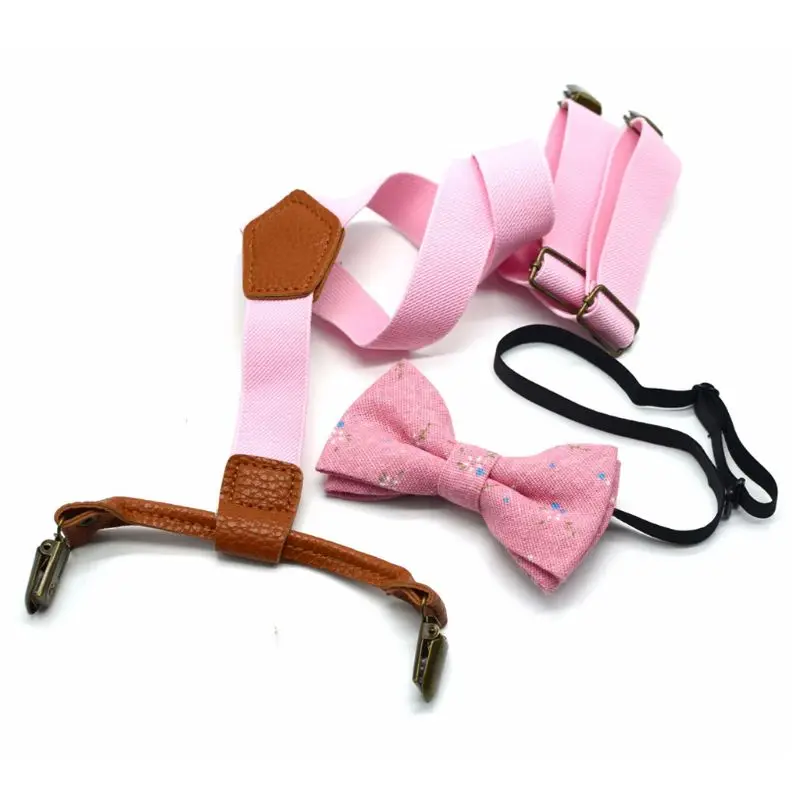 Детские наборы галстуков-бабочек для маленьких мальчиков; комплект свадебных подтяжек и роскошных галстуков-бабочек - Цвет: B