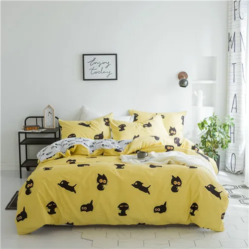 cat and fish Домашний текстиль постельное Комплект одежды из хлопковой ткани хлопок постельное белье; Новинка; обувь на плоской подошве лист слон пододеяльник пастырской стиль постельное белье 3/4 шт. bedcloth - Цвет: cat and fish