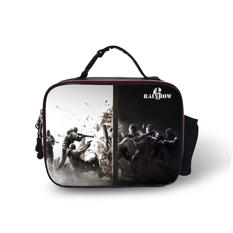 

Rainbow 6 Rainbow Six Leather Lunch Bag Deconstructable Children Meal Bento Box Bag Container